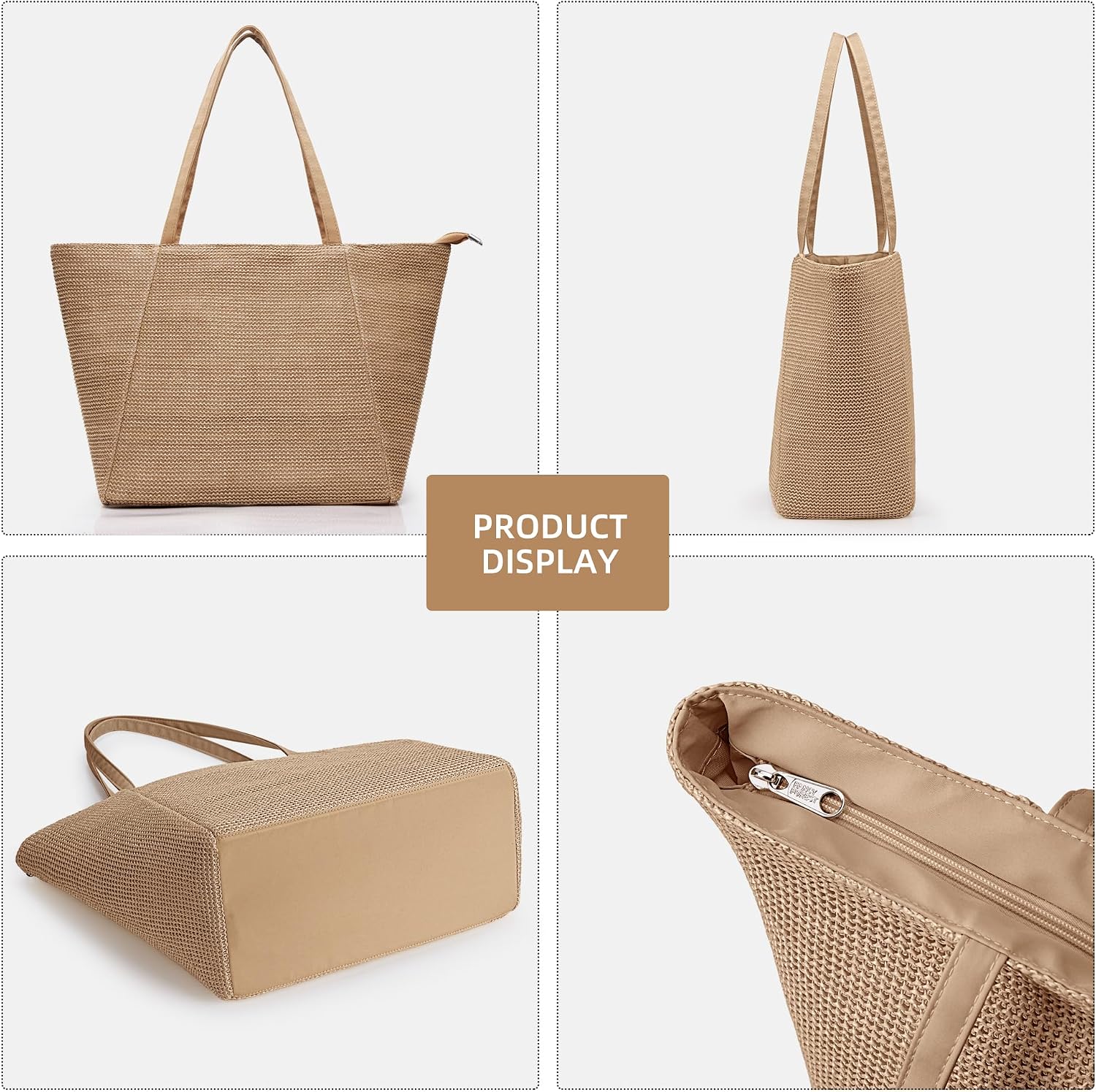 Thumbnail 4 de KALIDI Large Straw Bag: Beach Tote Crafted from Marine Recycled Plastic