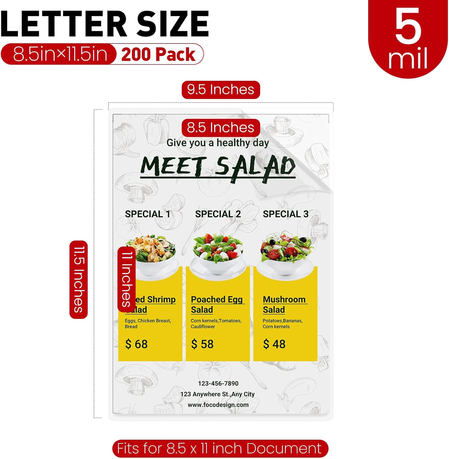Thumbnail 1 de CAREGY 5 Mil Laminating Pouches (200 Pack) – 9x11.5 Inches
