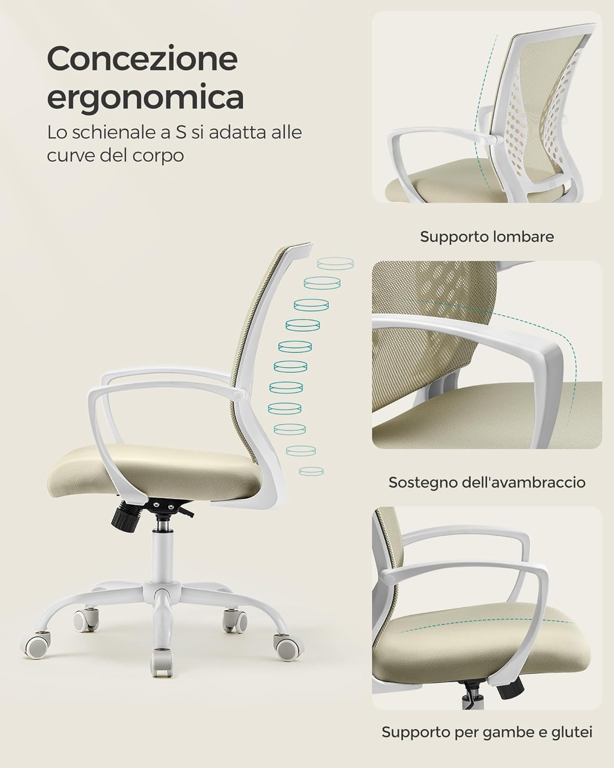 Thumbnail 3 de SONGMICS Office Chair OBN022LH01: Ergonomic Mesh, 120 kg Capacity