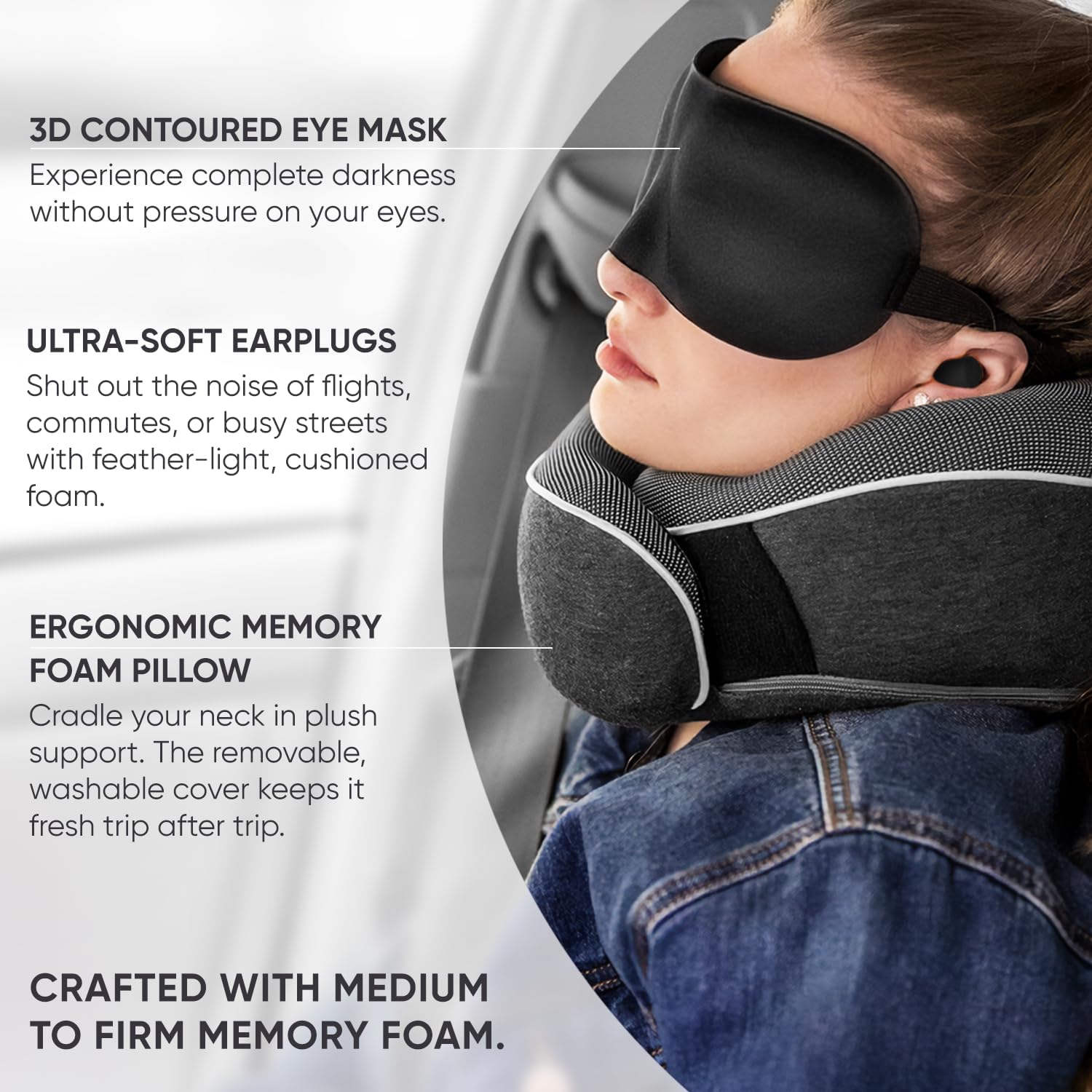 Detalle 2 de Proglobe Travel Pillow memory foam neck pillow set
