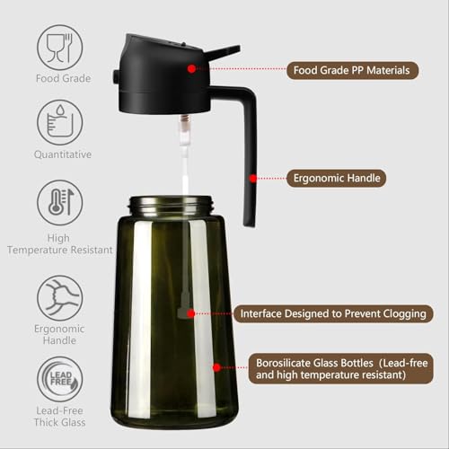 Detalle de SWEET VIEW Aceitera Spray Pulverizador y Dispensador de 470 ml: 2 en 1 para controlar la grasa en cocina