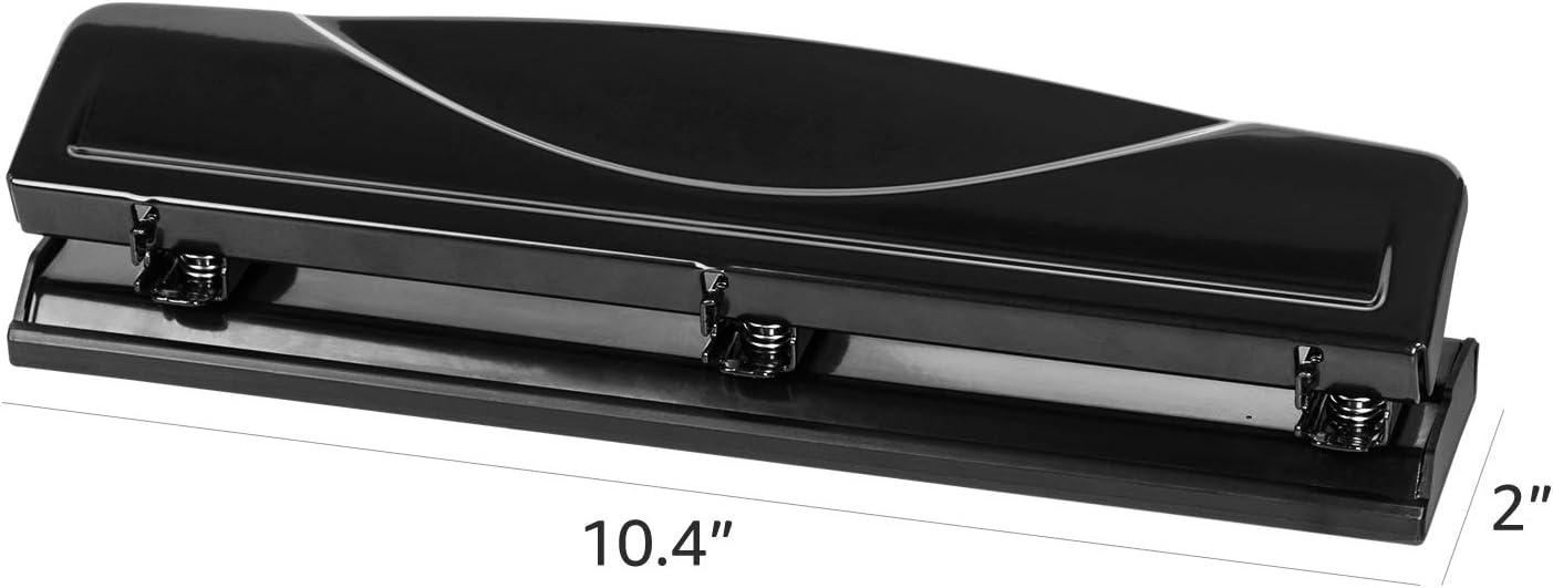 Detalle 2 de Amazon Basics 3 Hole Punch, 10 Sheet Capacity, Black with Easy-Clean Tray