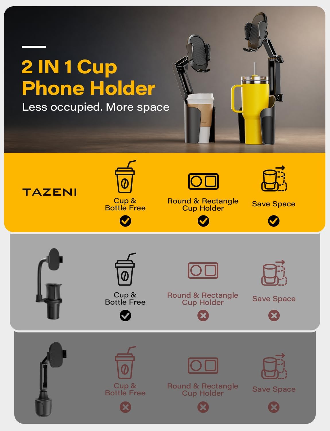 Thumbnail 1 de TAZENI 2-in-1 Cup Phone Holder 4.7-7"