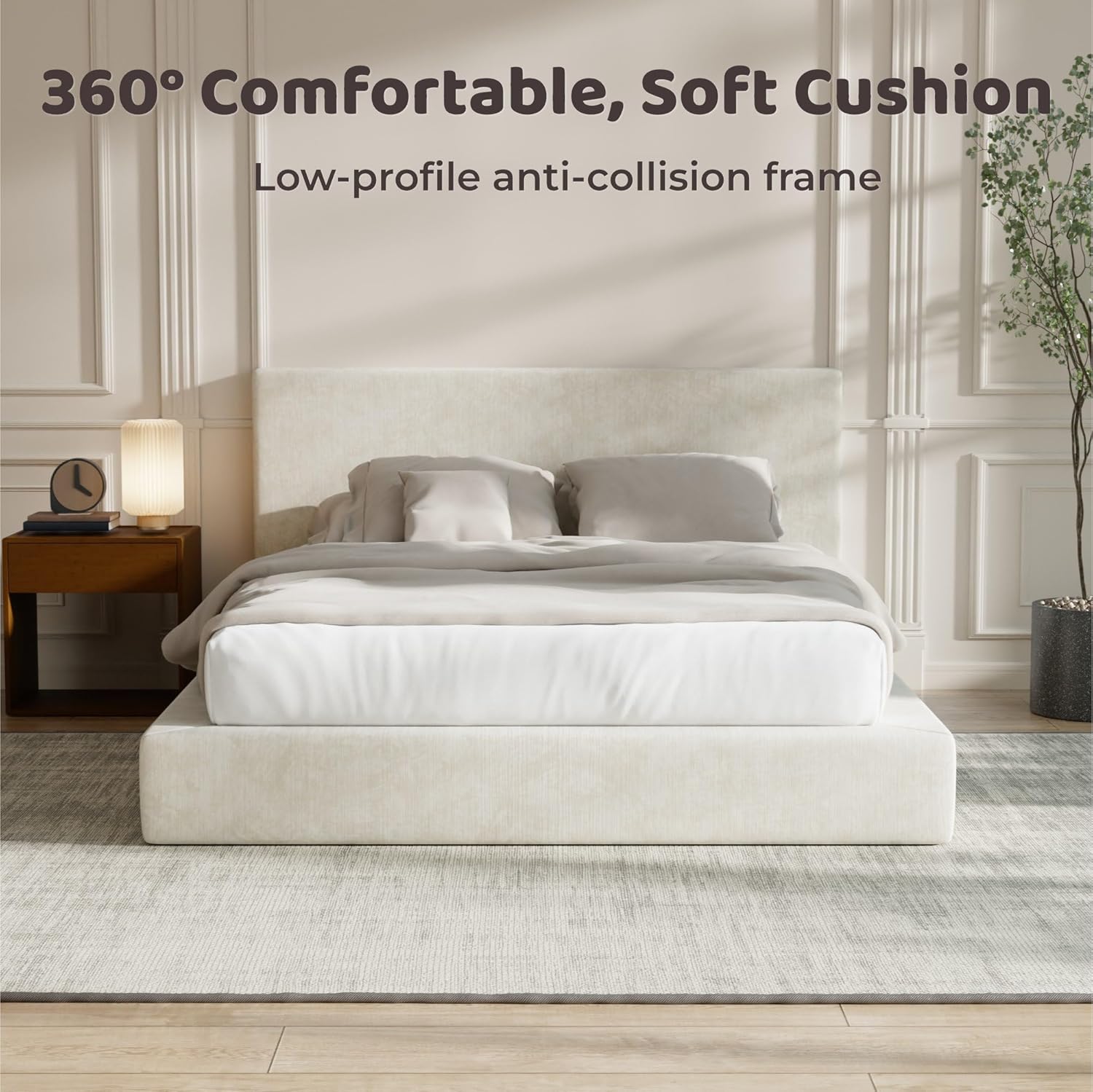 Detalle 1 de RECCI CWC-001 AirFrame King Upholstered Bed Frame with Chenille Headboard
