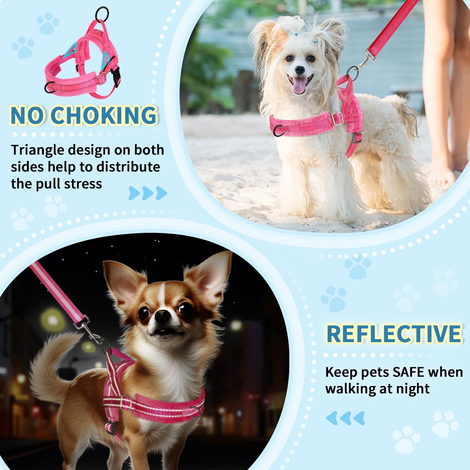 Thumbnail 4 de Eyein Small Dog Harness and Lead Set (No Pull) – Soft Padded Reflective XXS in Pink