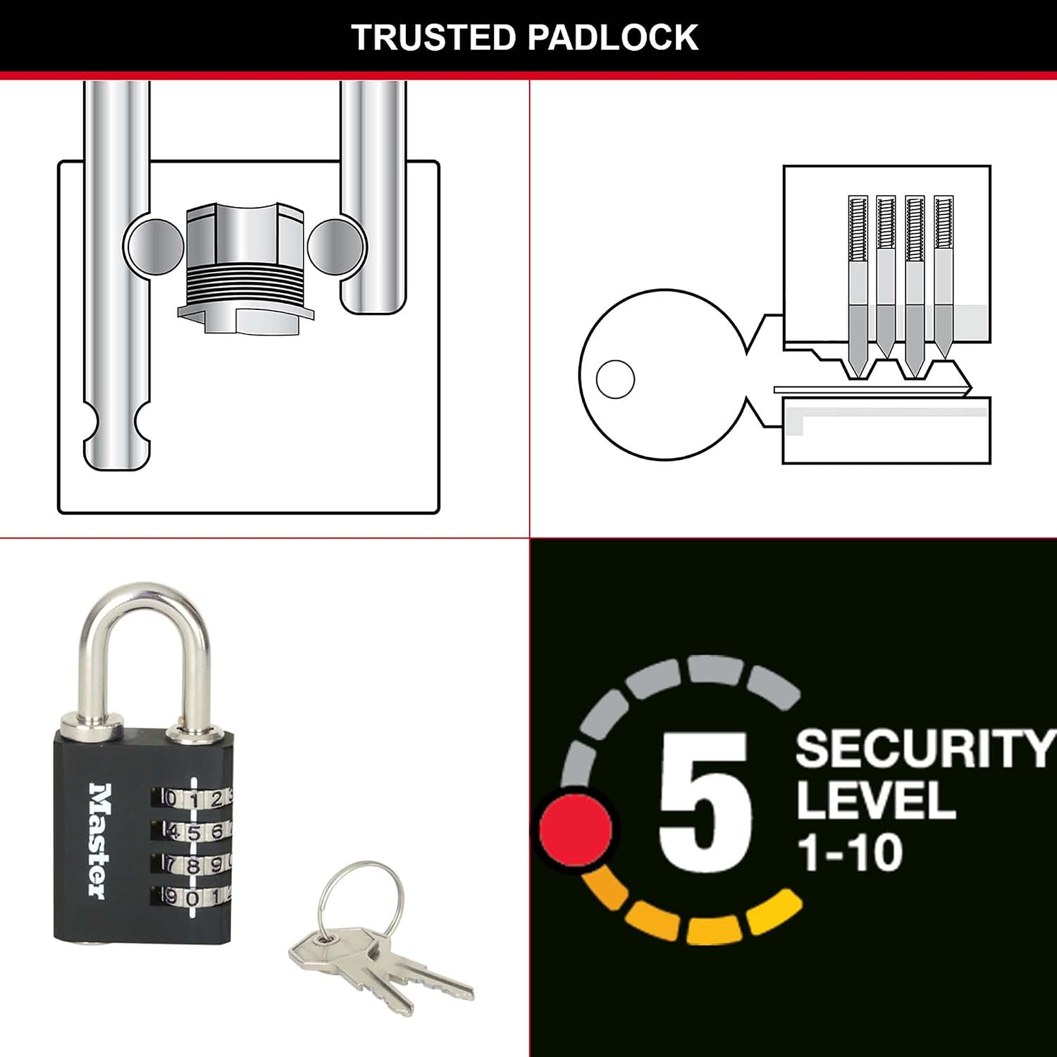 Thumbnail 1 de Master Lock Zinc 7641EURDBLK lucchetto combinazione 78 mm