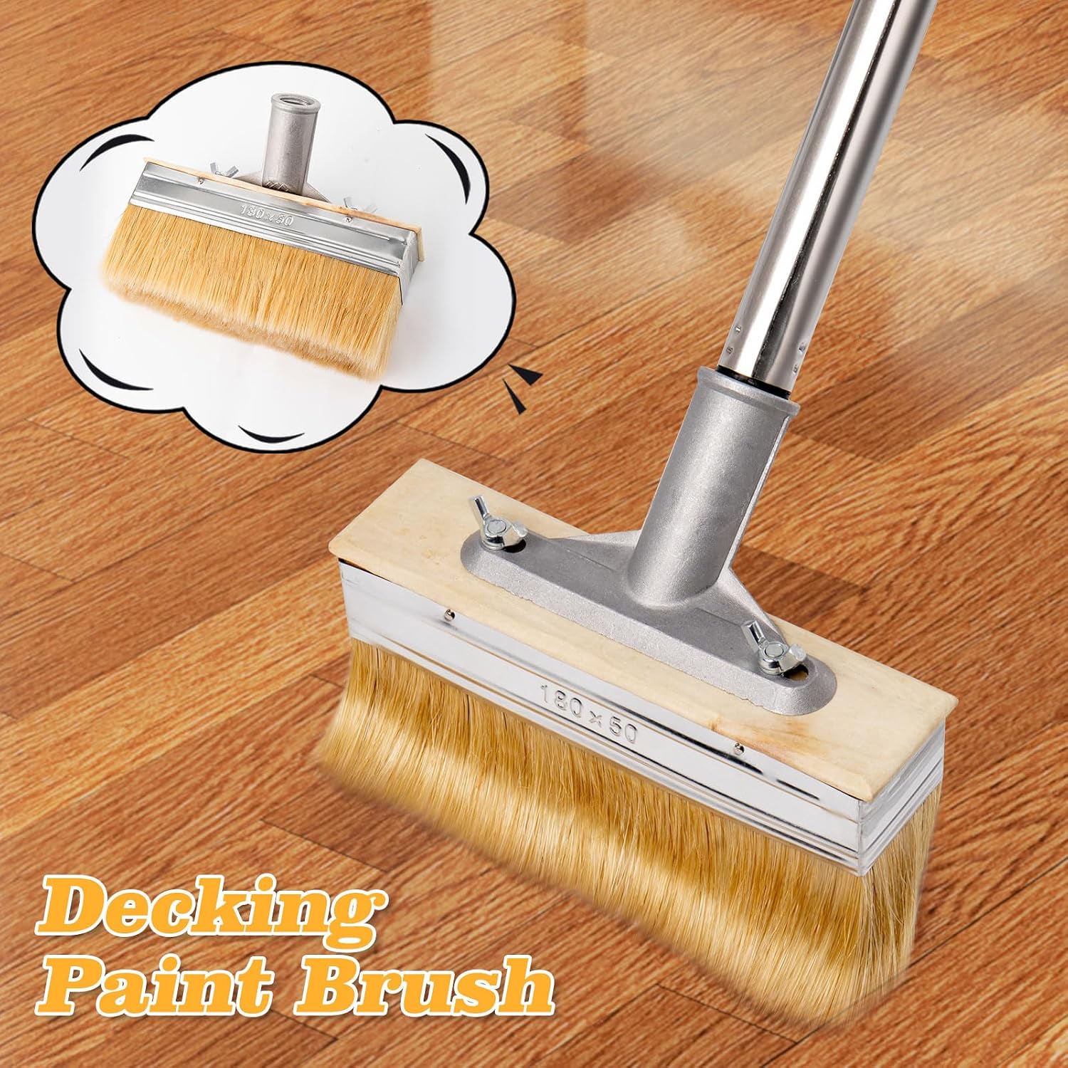 Thumbnail 5 de 7'' Decking Paint Brush with Long Handle: Adjustable Deck Stain Applicator for Wood, Fences and Furniture