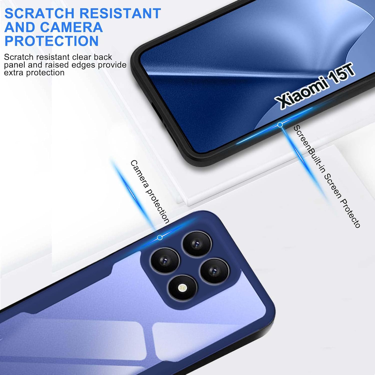 Thumbnail 2 de WeiCase Hülle für Xiaomi 15T – Transparent, 360° Rundumschutz, Integrierter Displayschutz, Blau
