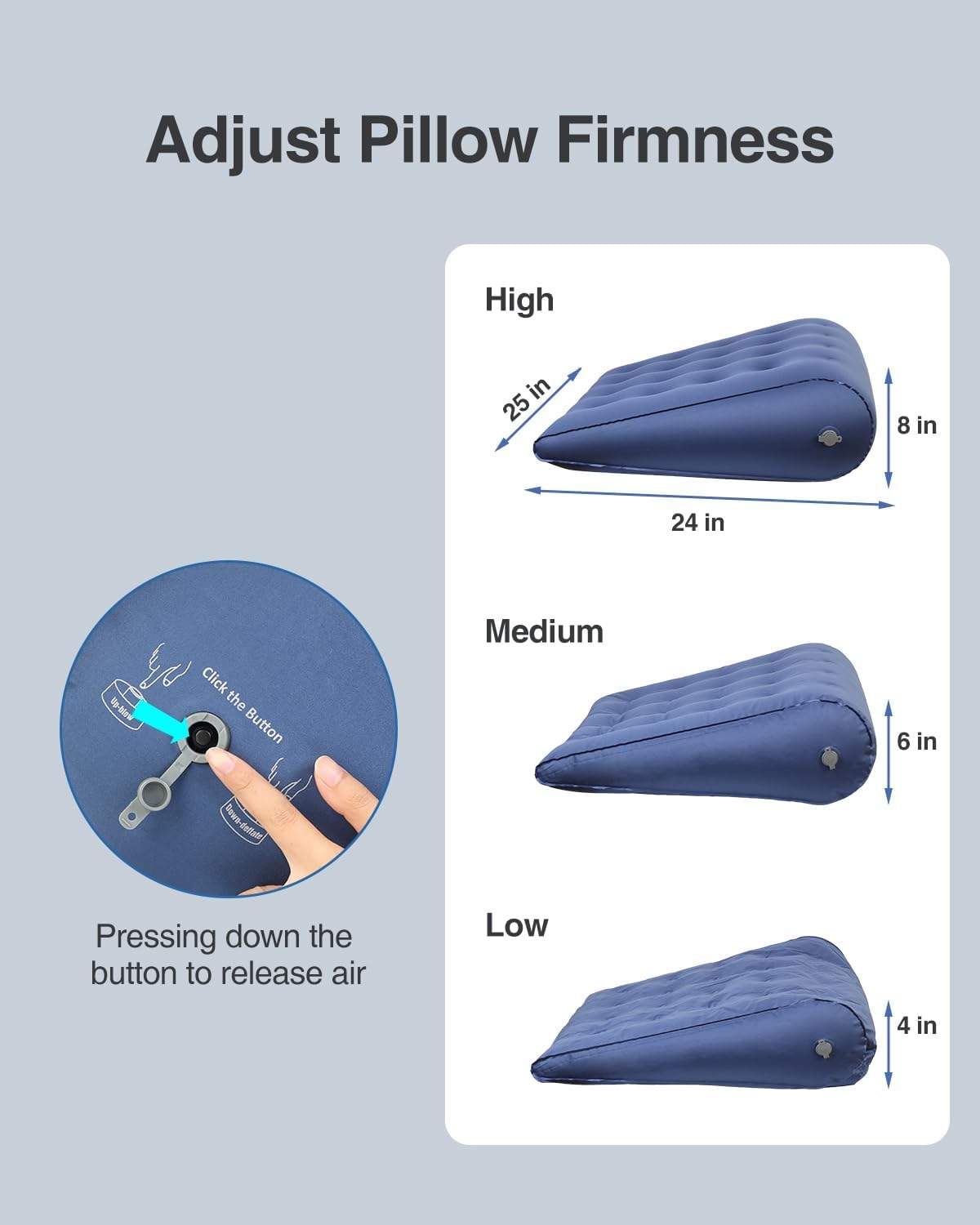 Thumbnail 2 de Luxtude Fcase451-UK Inflatable Wedge Pillow, 63.5 × 61 × 20.3 cm