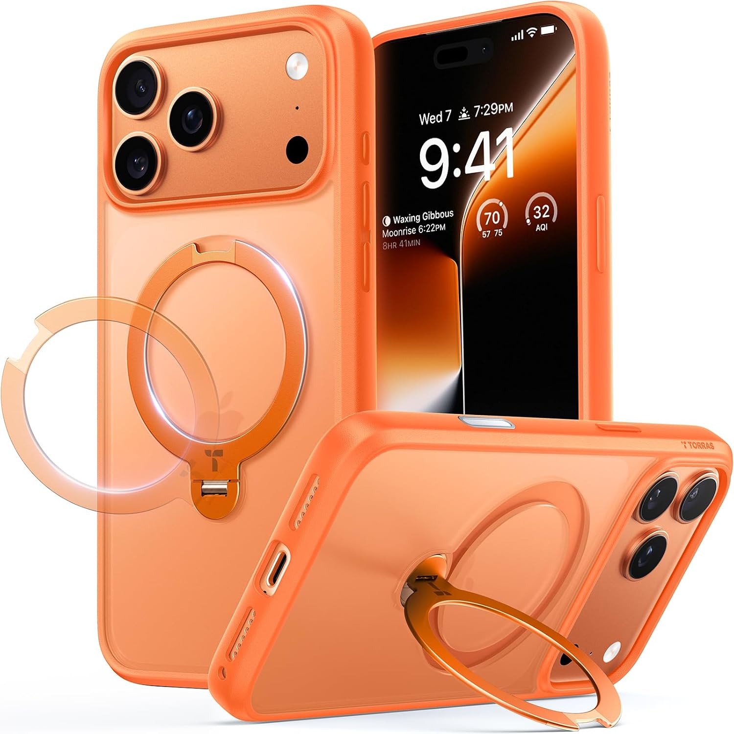 Detalle de TORRAS Ostand Q3 Spin iPhone 17 Pro Max Case 360°