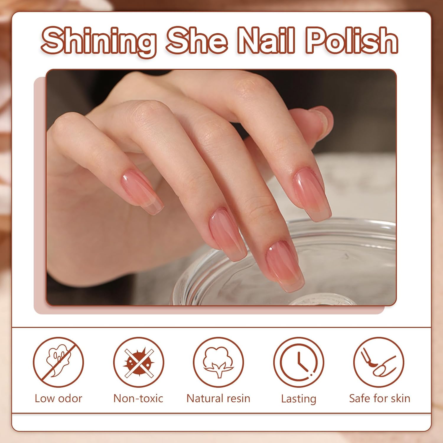 Detalle 2 de Shining She UV-Gel Nagellack Jelly Rot – 6 Farben, natürlich transparent, Soak-off, für French-Manicure & DIY zu Hause