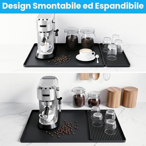 Detalle de Adiwo 60 x 40 cm: Tappetino 2 in 1 per Macchina Caffè in silicone, assorbente e ad asciugatura rapida