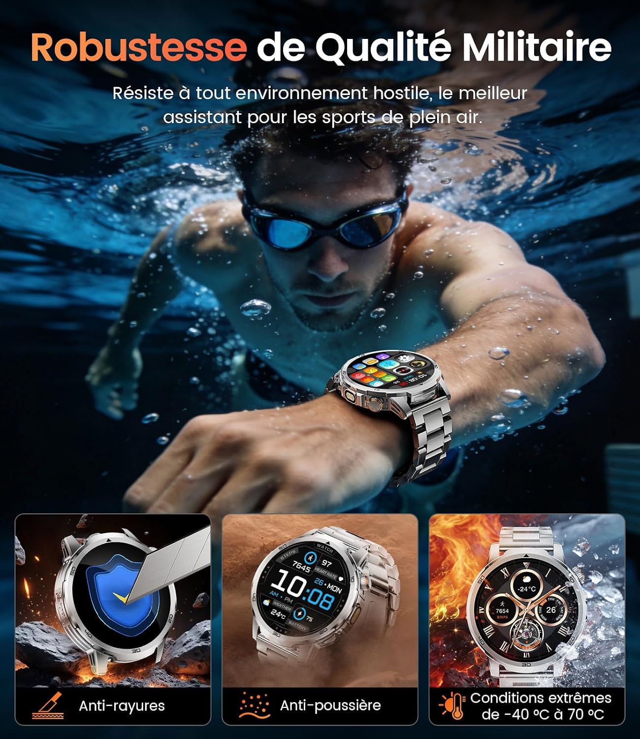 Thumbnail 6 de CHOOSETIME EF19 smartwatch met 1,85-inch scherm, 1000 mAh en IP68