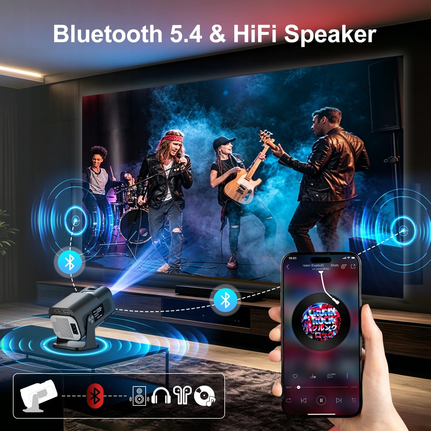 Detalle de Salange 2026 New Mini Projector: A compact Android 14 smart projector for casual home cinema