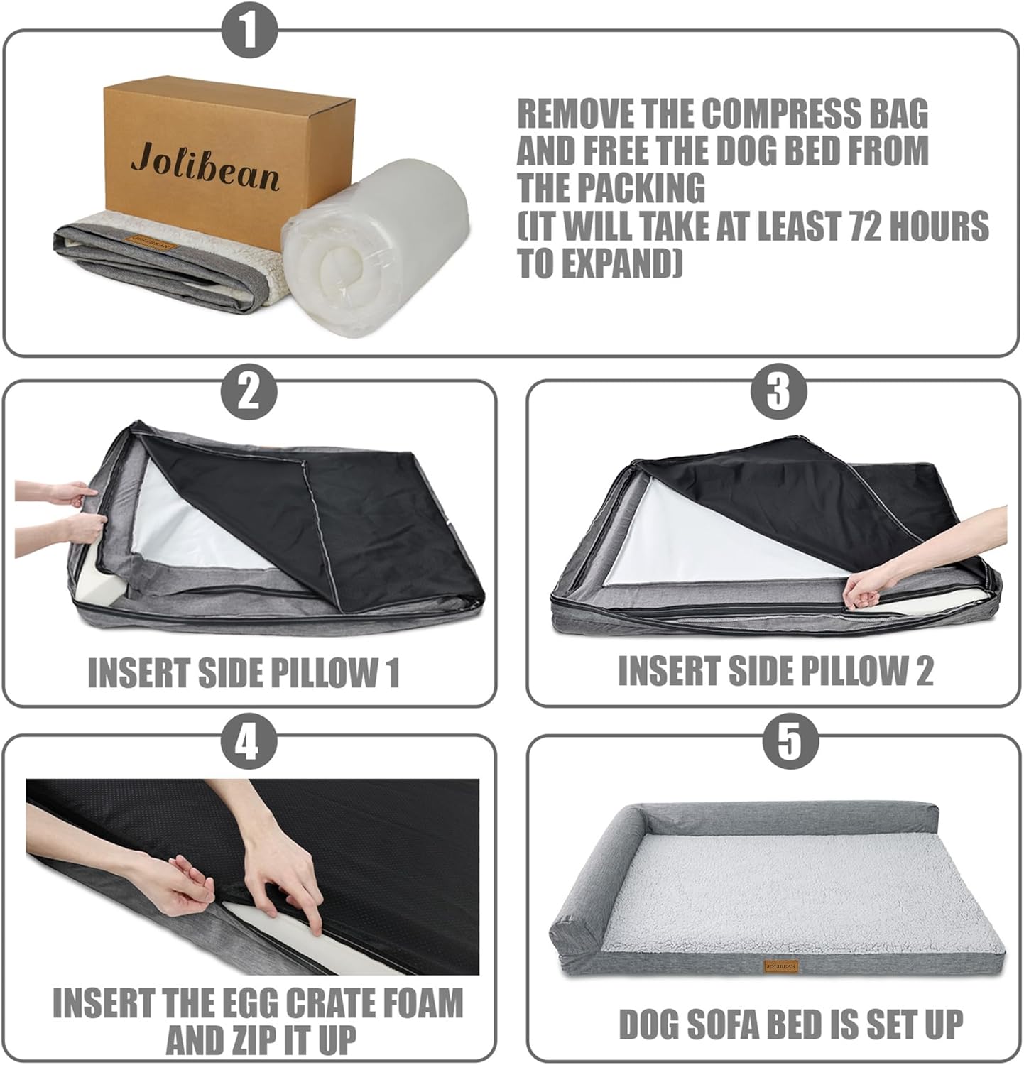 Detalle de Jolibean Orthopedic Jumbo Dog Bed for Extra Large Dogs (142X101cm)