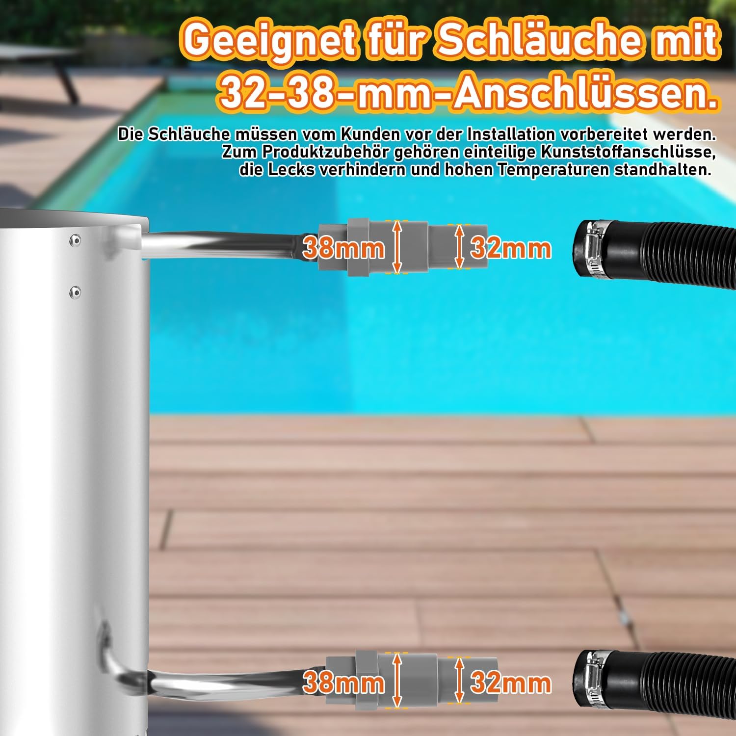 Thumbnail 4 de Vigevee Brennholz Poolheizung mit Feuertonne aus Edelstahl – für 32/38 mm Anschlüsse