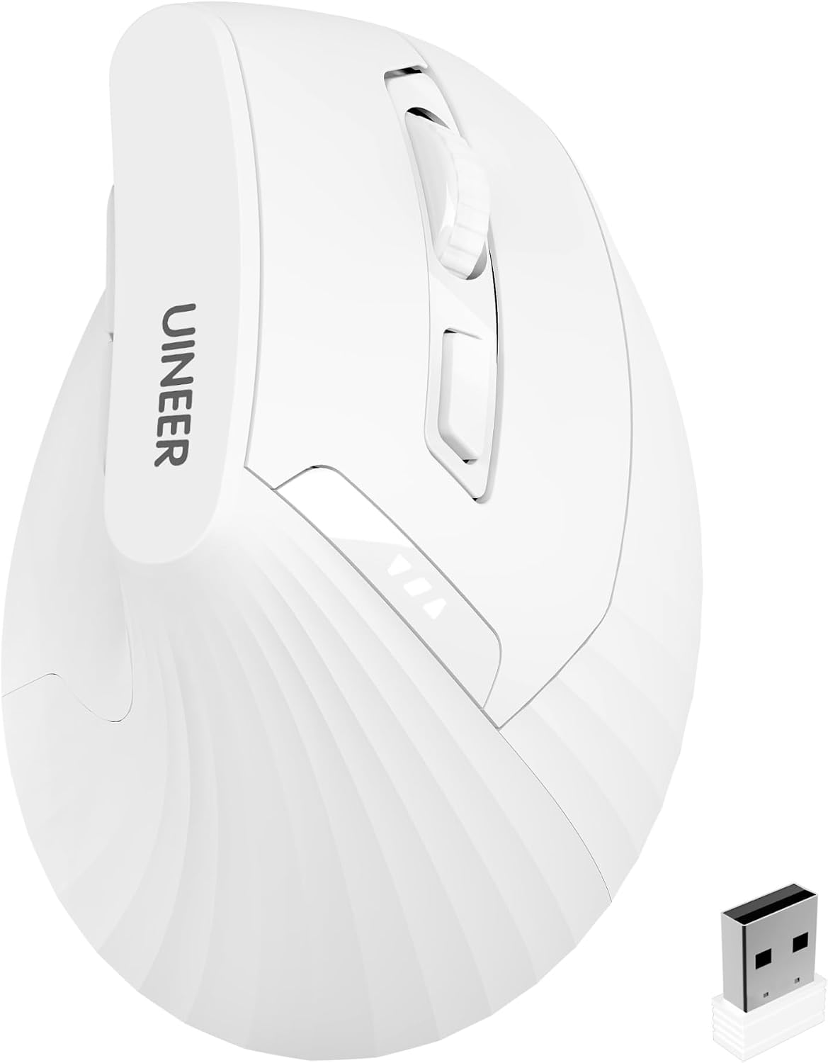 Detalle de Uineer 2.4G Rechargeable Vertical Wireless Mouse — 59° Ergonomic Design for RSI Comfort