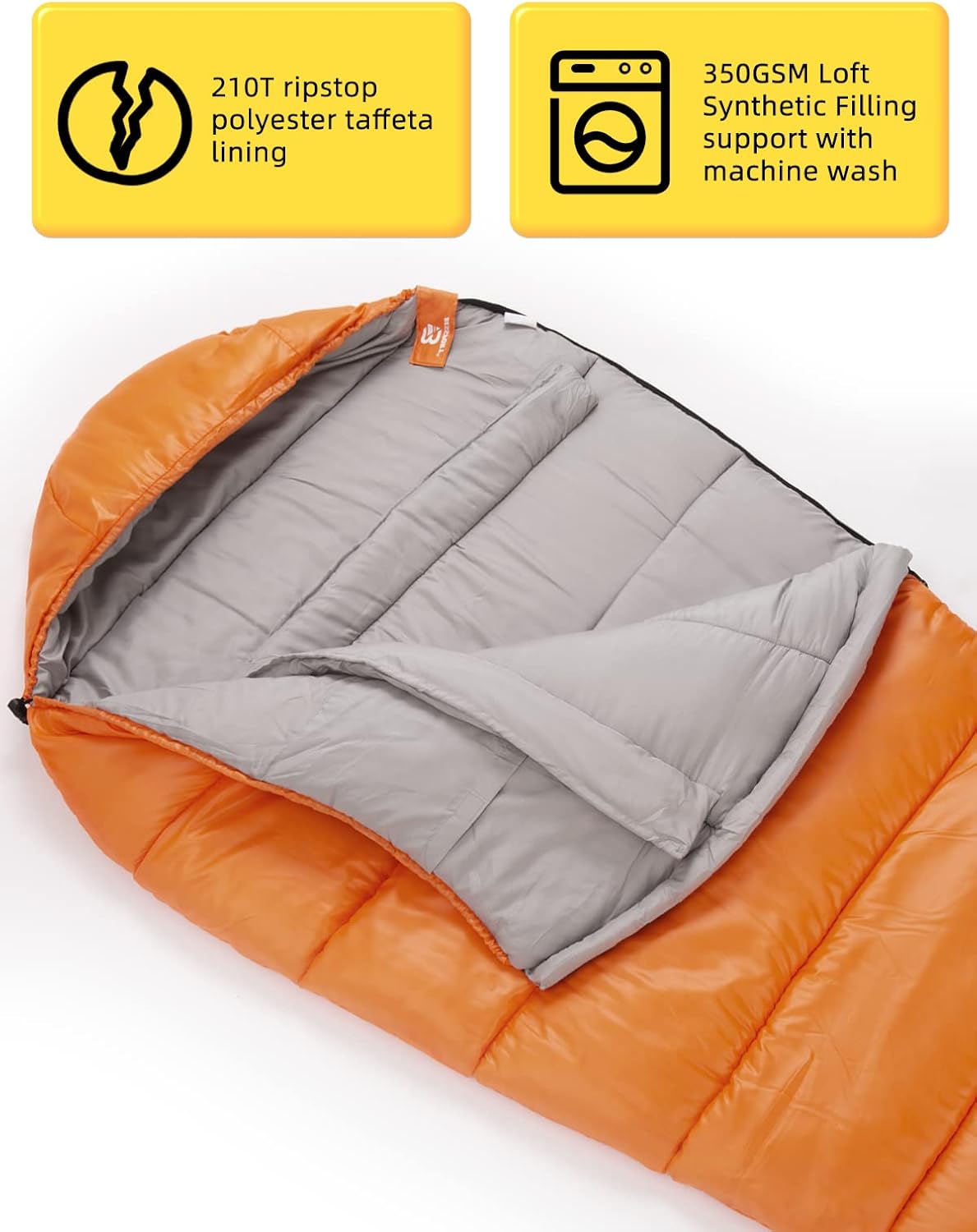 Thumbnail 2 de Bessport 4-Jahreszeiten Mumienschlafsack bis -10 °C (Wasserabweisend) – Reisestoff für Camping, Outdoor & Indoor
