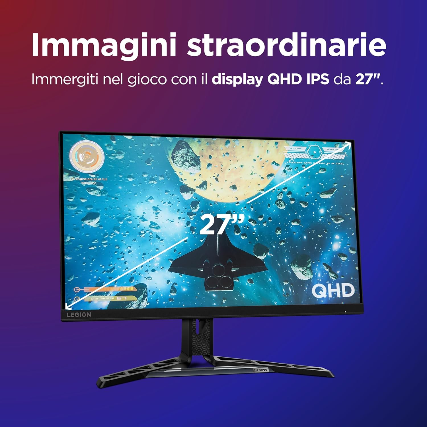 Thumbnail 1 de Lenovo Legion R27qe Gen 2: Monitor Gaming 27" QHD da usare per Esport e FPS