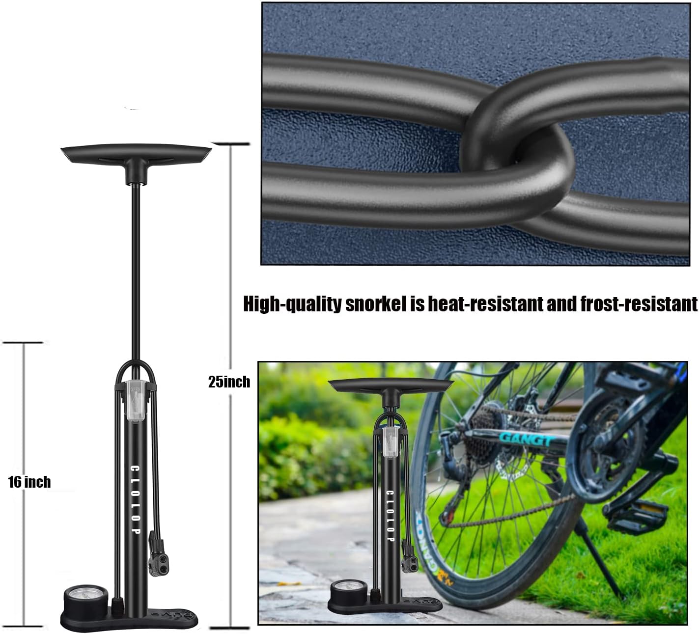 Detalle 2 de CLOLOP Bike Pump with Presta and Schrader valves