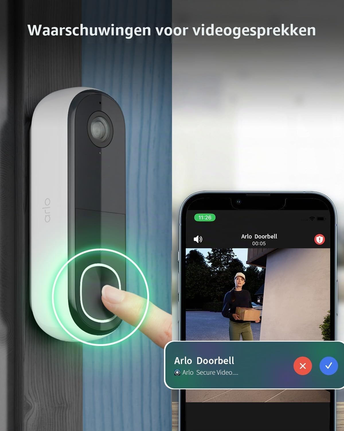 Thumbnail 6 de Arlo Doorbell HD + 1x Black Skin videodeurbel, 1080p en draadloos