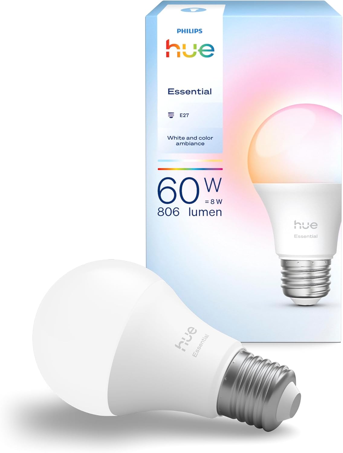 Thumbnail 3 de Philips Hue Essential LED A60 Smart Bulb (4-Pack) with White and Colour Ambiance, E27, 8W