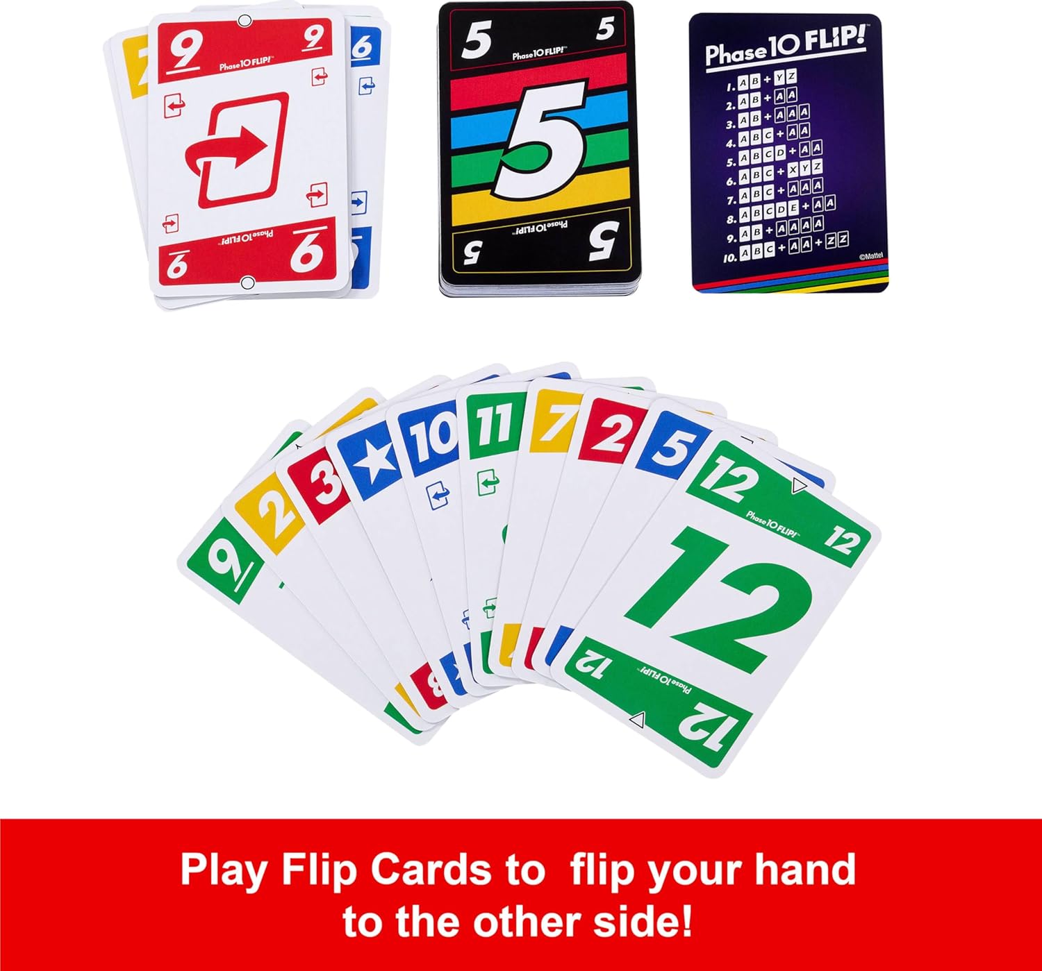 Thumbnail 3 de Mattel Games Phase 10 Flip Kartenspiel für 2–6 Spieler – mit beidseitig bedruckten Karten