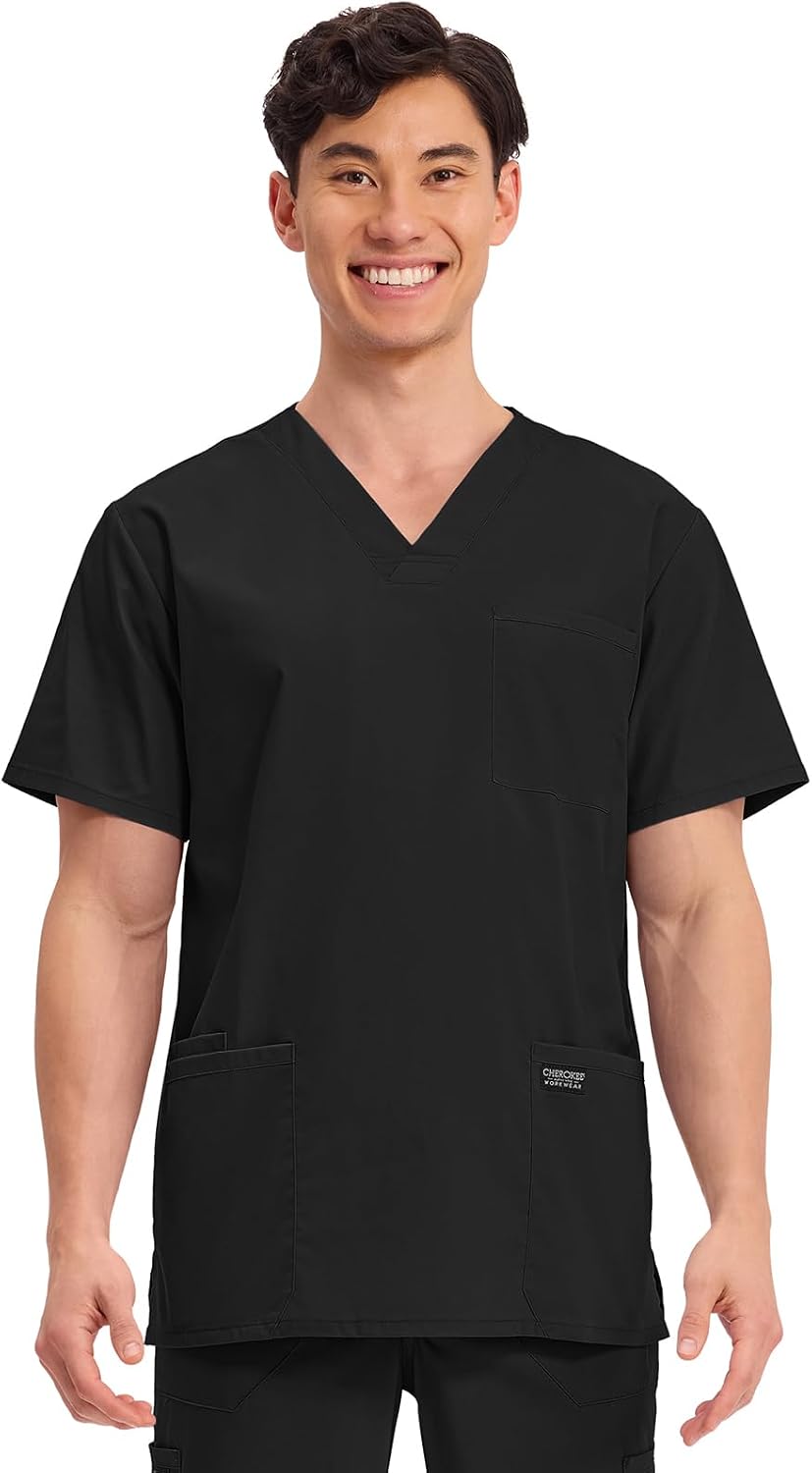 Detalle de Cherokee Men's V-Neck Scrub Top, 4 Pockets