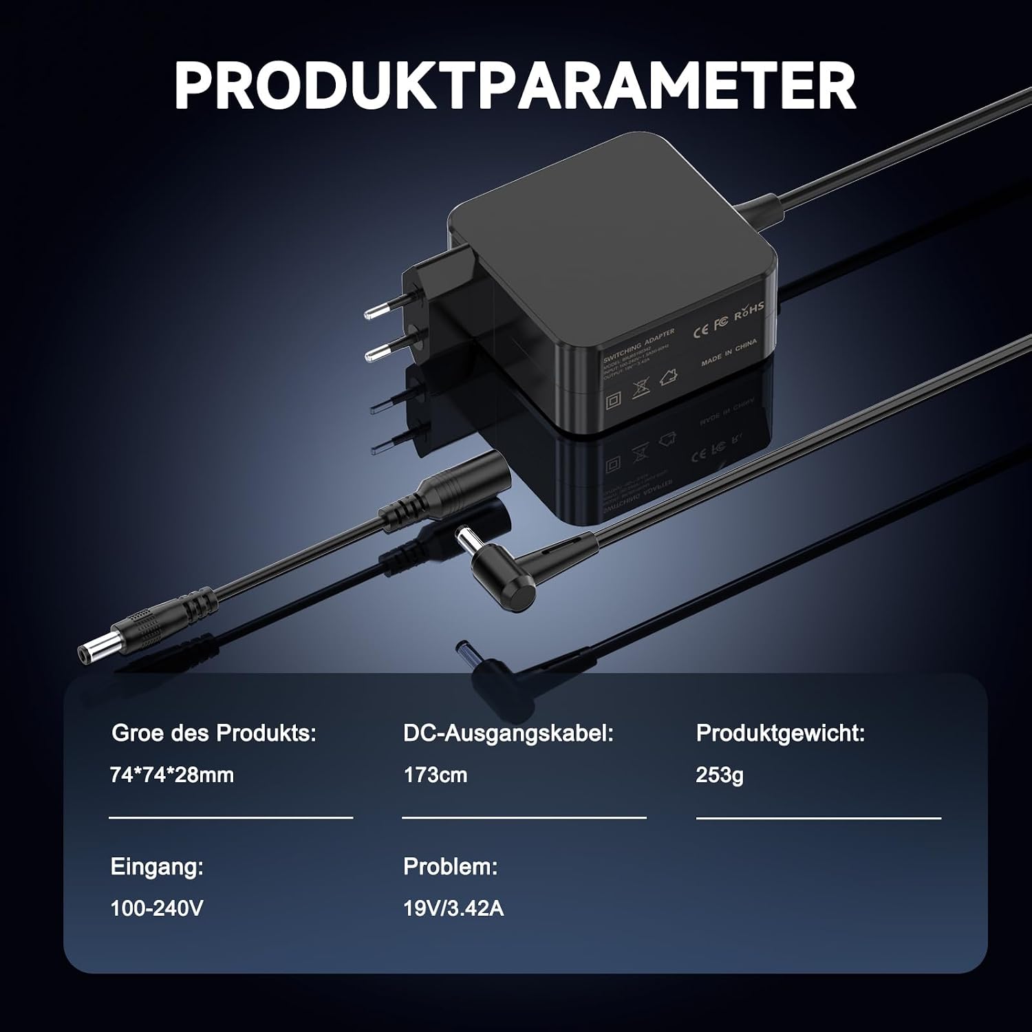 Detalle de 65W ASUS Netzteil Ladegerät kompatibel mit X550 X551 X555 X751
