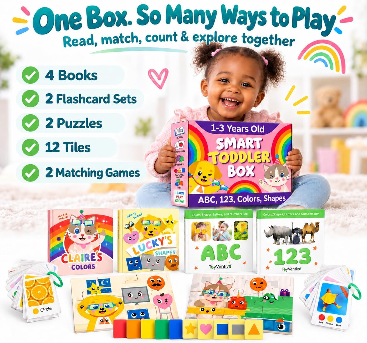 Thumbnail 2 de TOYVENTIVE Smart Toddler Box: books, flash cards, and puzzles for ages 1+ to 3+