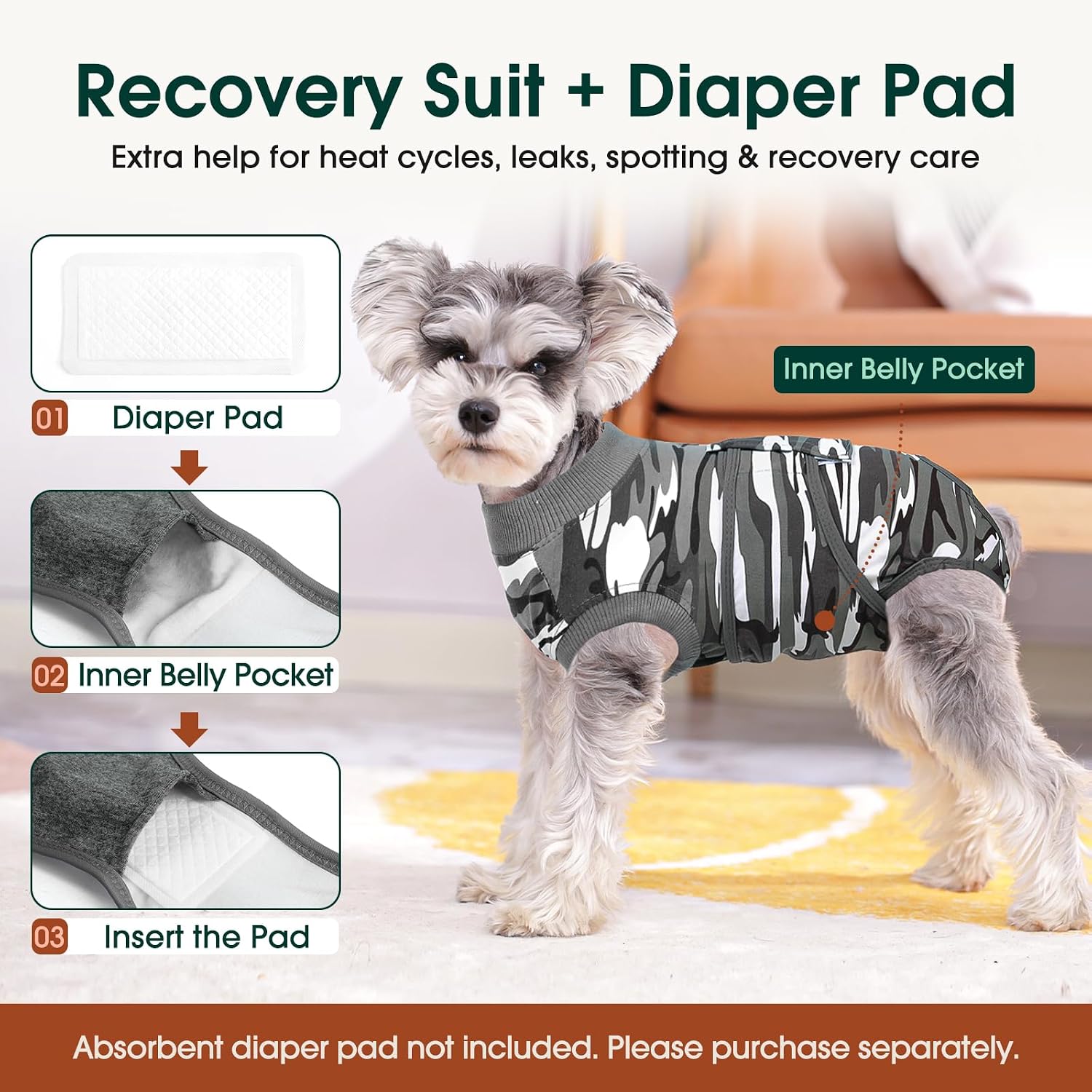 Thumbnail 6 de Kuoser C117-Kuoser-037-Camouflage-XL Dog Recovery Suit for Post-Surgery Care