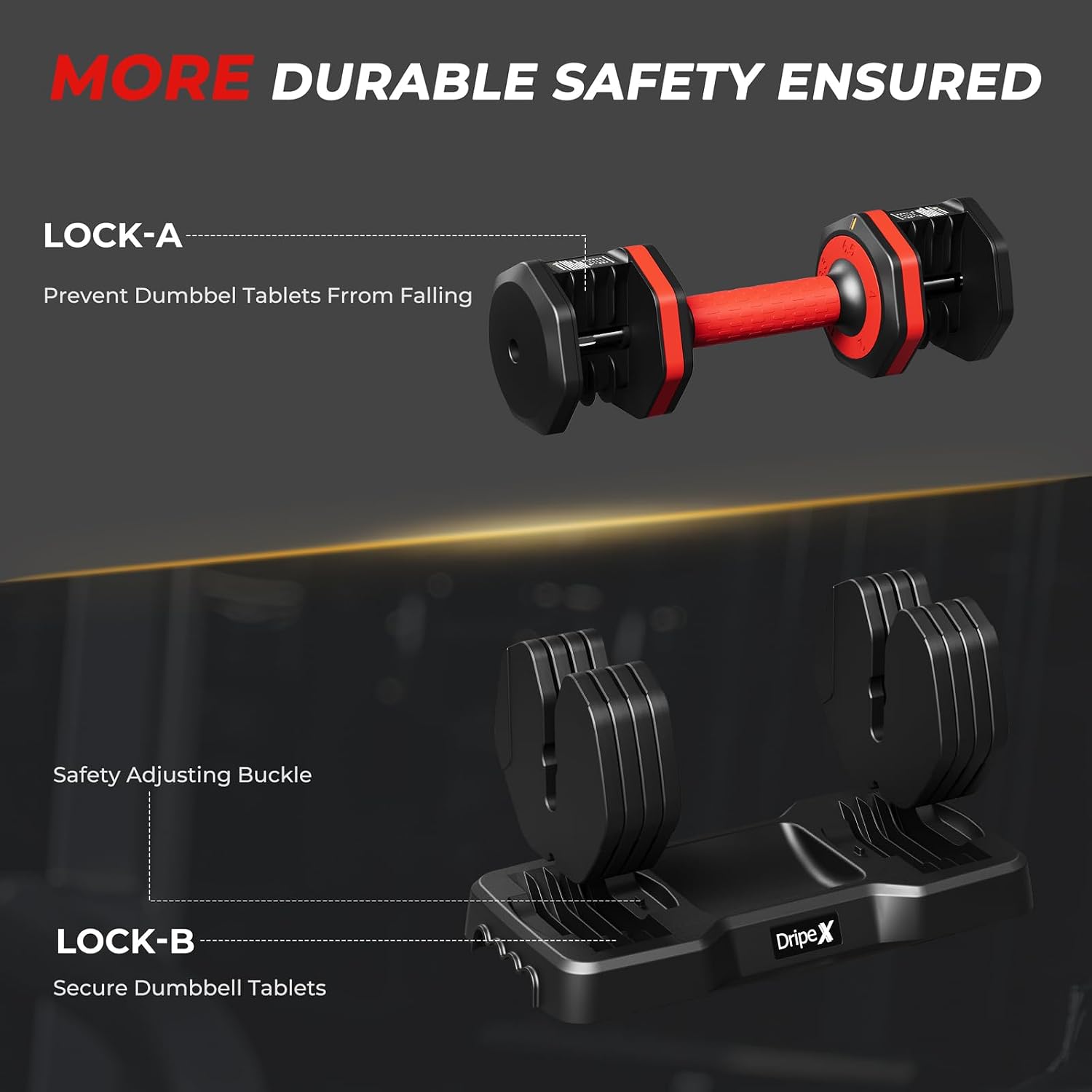 Detalle de Dripex Manubri regolabili 11 kg x2 con impugnatura antiscivolo e vassoio — set 5-in-1