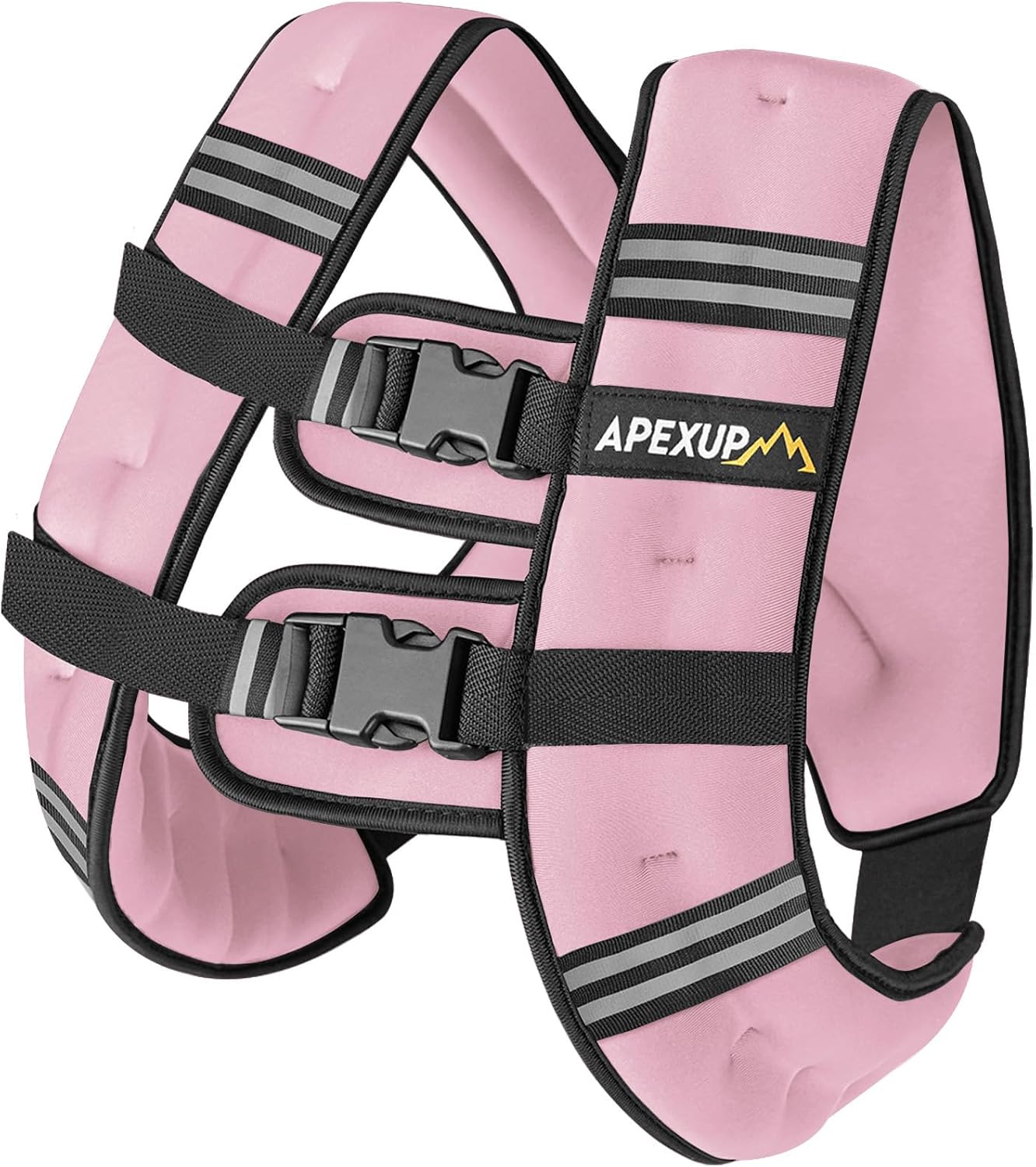 Detalle de APEXUP APEXUP-477 Weighted Vest, 20 lb, Pastel Pink with Reflective Stripes