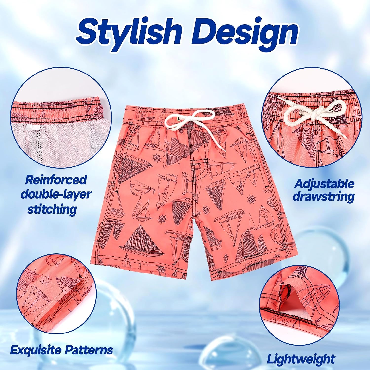 Thumbnail 4 de GENTABY Boys Swimming Shorts: Quick-Dry Patterned Board Shorts for 3–14 Years