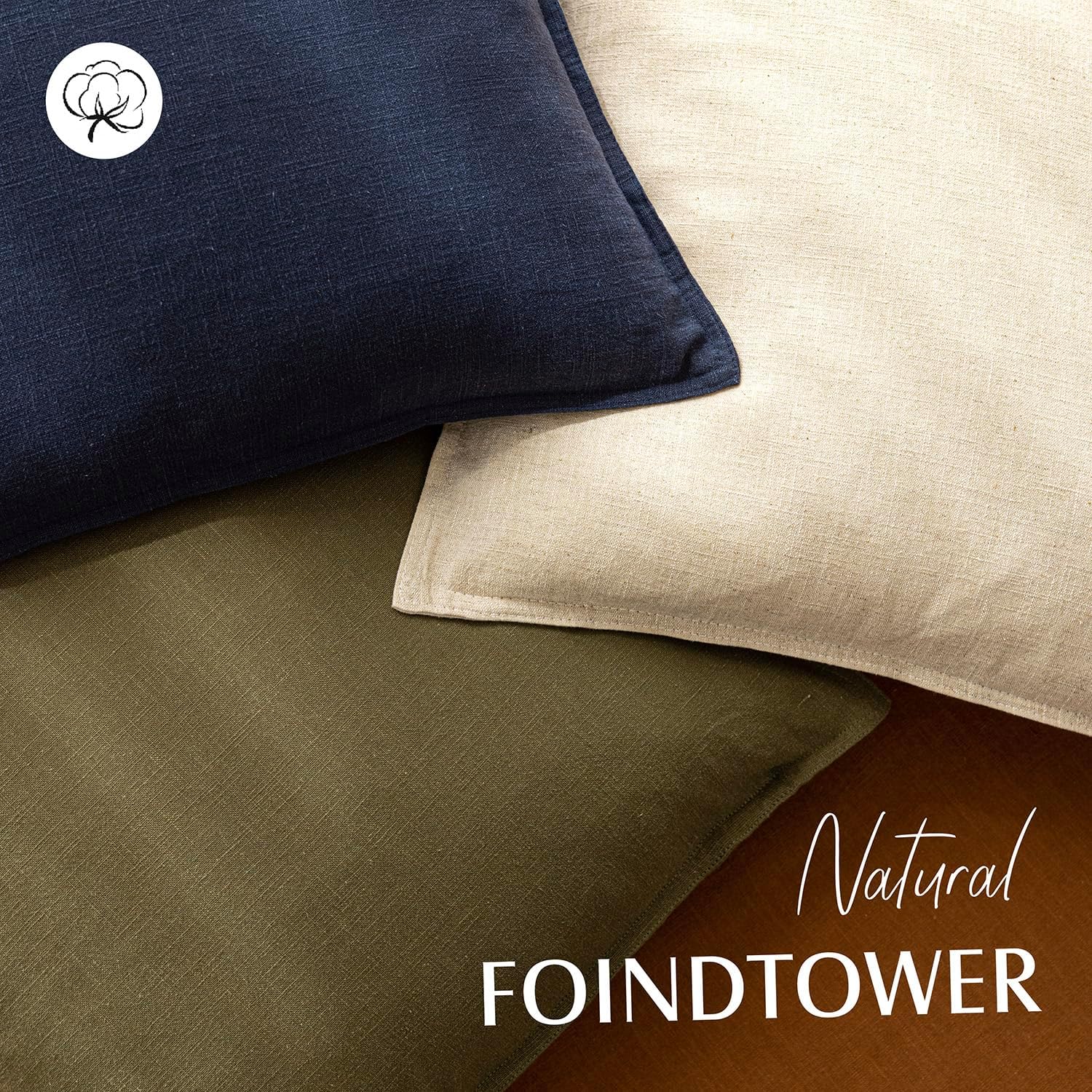 Detalle 2 de Foindtower 20x20 Linen Throw Pillow Covers beige ๐