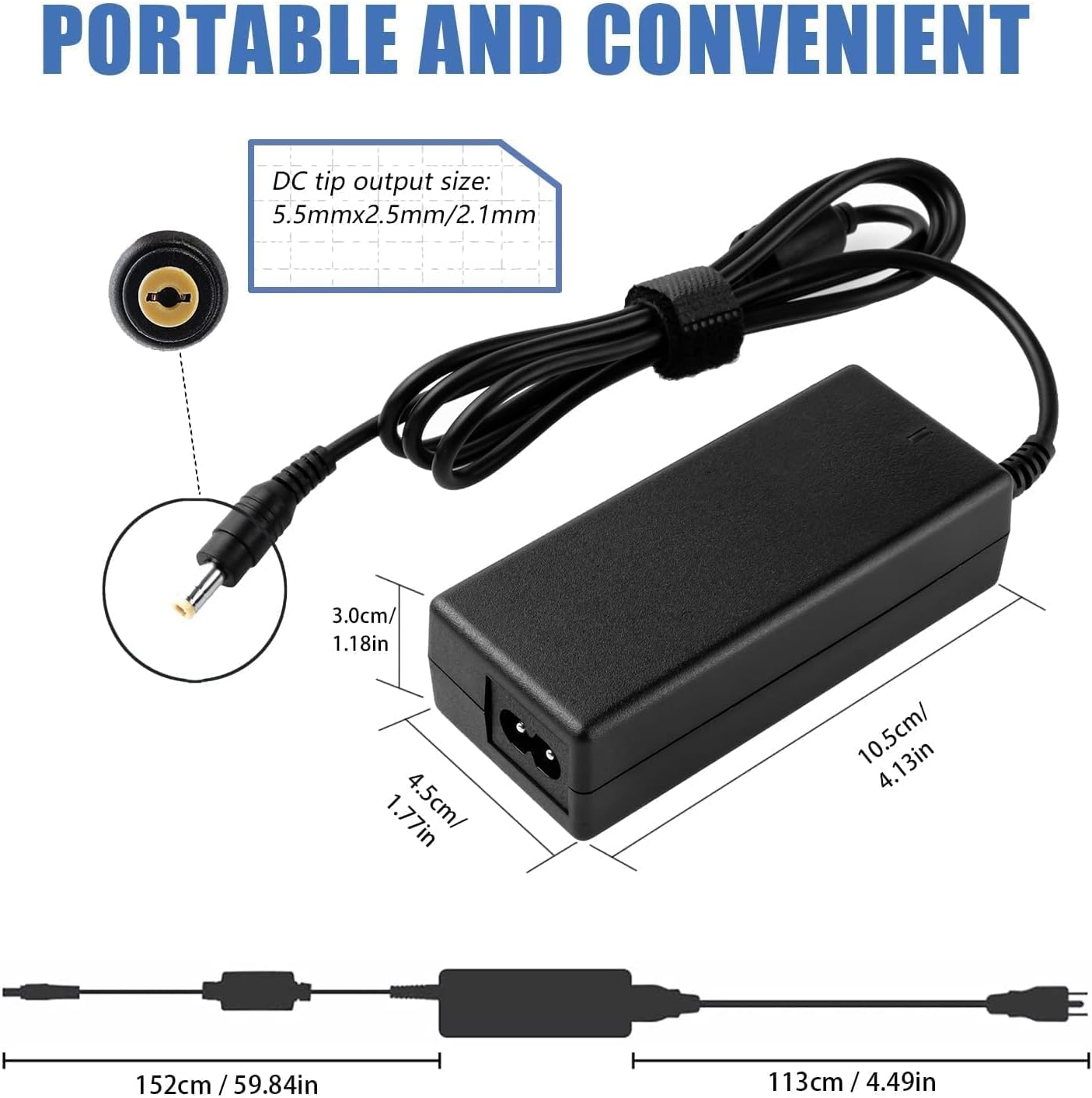 Detalle 2 de BIUBOTY 12V 5A voedingsadapter, 60 W, 5,5 x 2,5 mm
