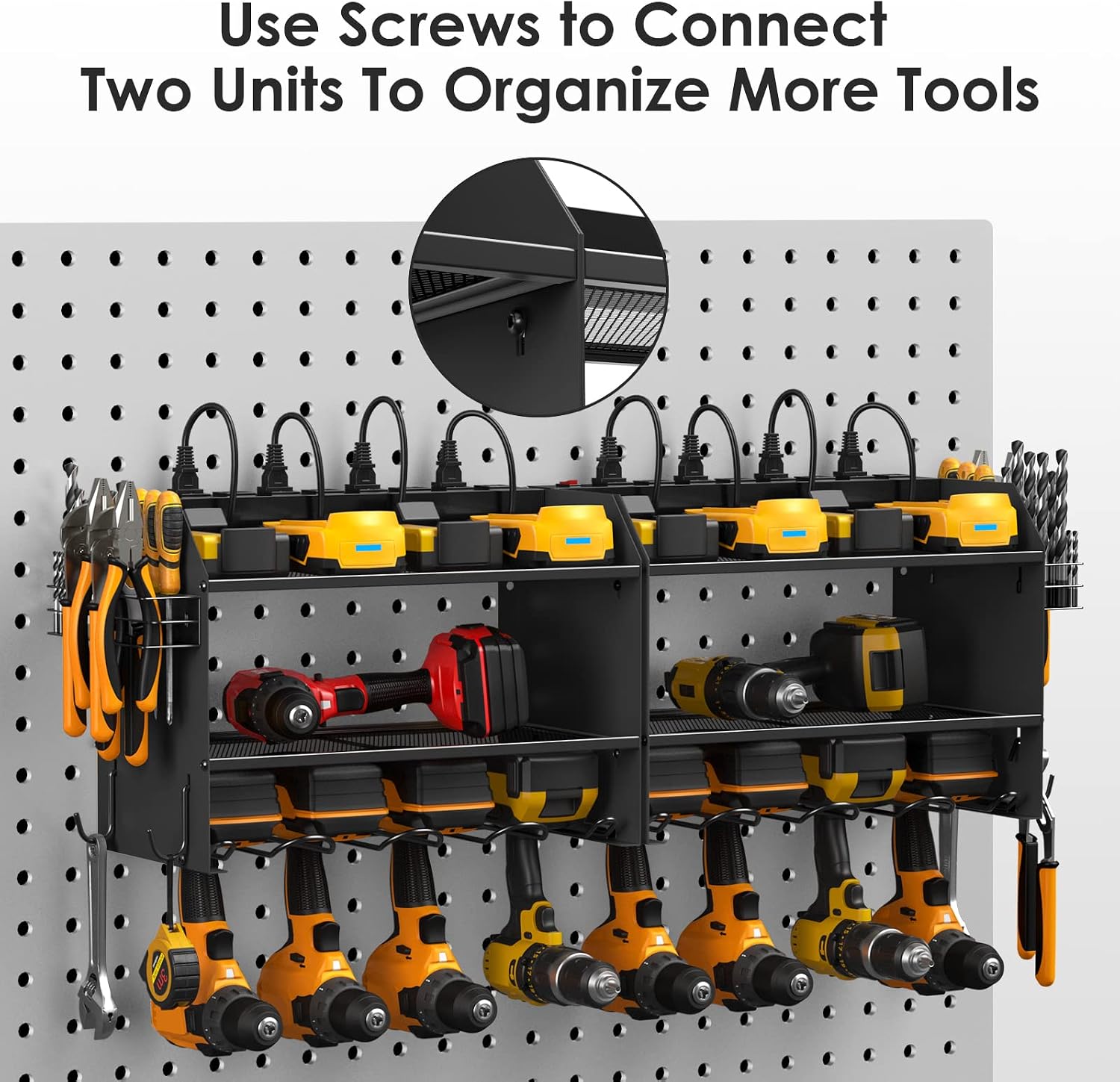 Detalle 2 de CCCEI Wall-Mount Tool Charging Organizer, 3-Tier