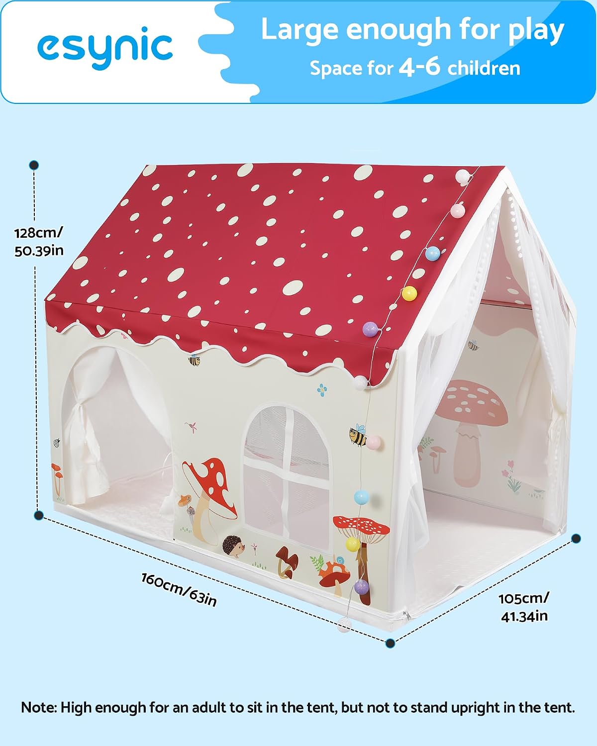 Thumbnail 5 de eSynic BY042 Foldable Children’s Play Tent, Metal Frame and LED Light Chain