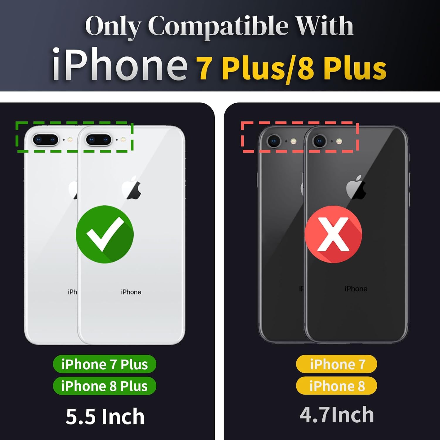Detalle de Aozuoton iPhone 8 Plus/7 Plus Case with HD Screen Protector & Rotating Kickstand