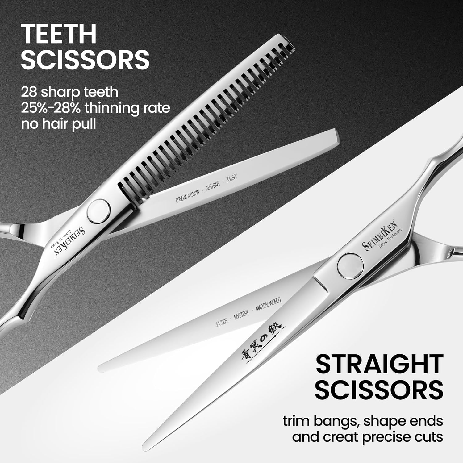 Detalle 2 de SEIMEIKEN Hair Cutting Scissors Kit (10PCS) – 6.0 Inch Hair Shears Set for Salon & Home Use