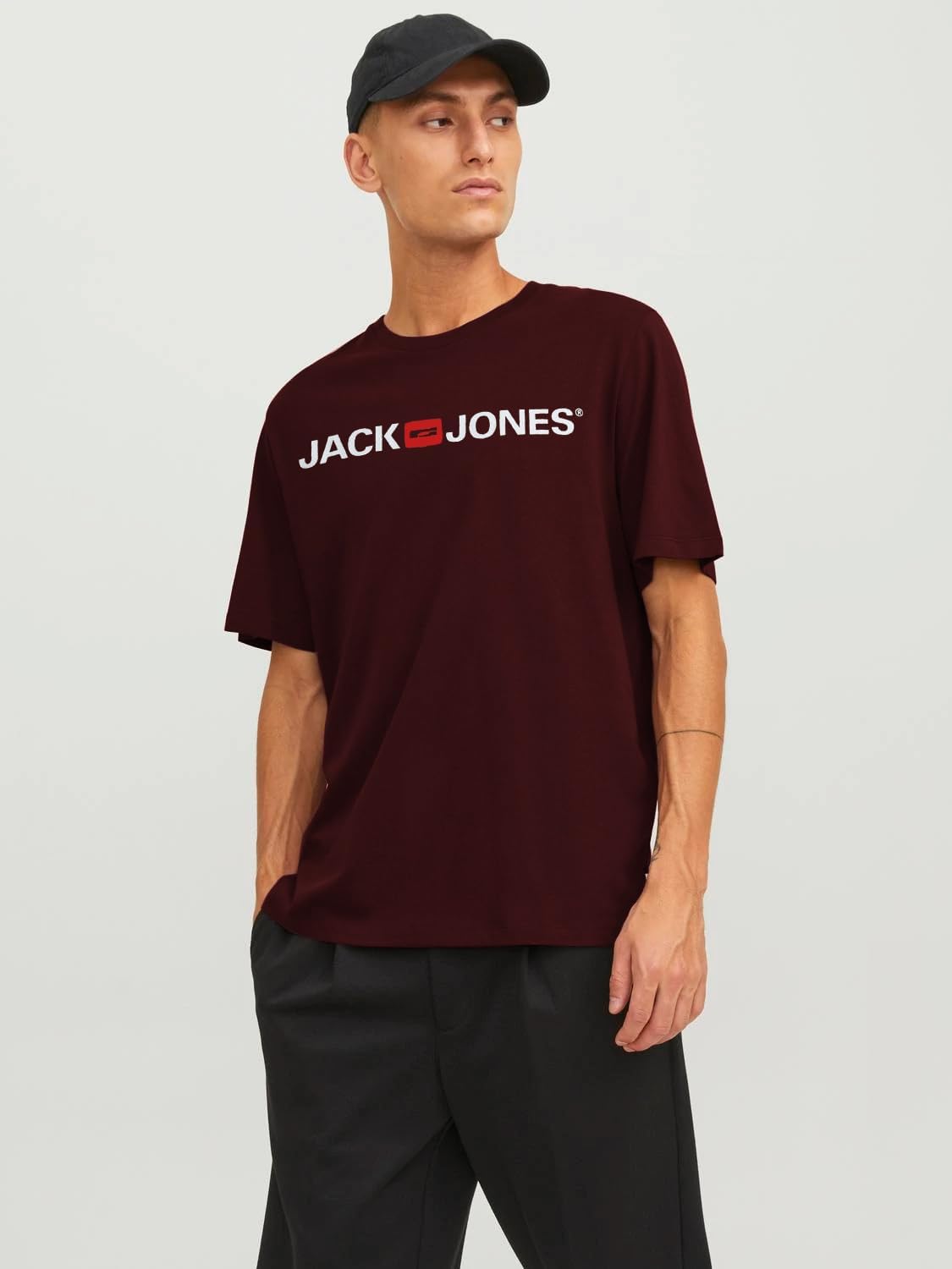 Detalle de JACK & JONES Camiseta clásica para hombre en Rojo Port Royale, XXXL (EU)