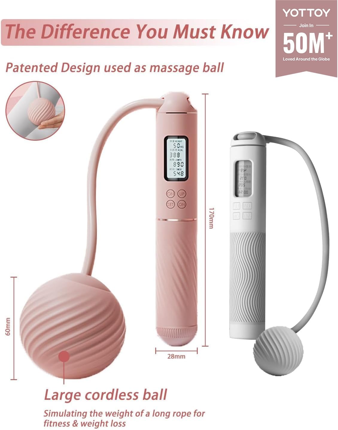 Thumbnail 1 de YOTTOY 1 Cordless Jump Rope with LCD Counter and Weighted Balls