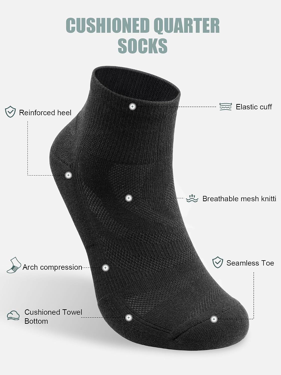 Detalle de Natugloe ankle socks 8 pairs, anti blister