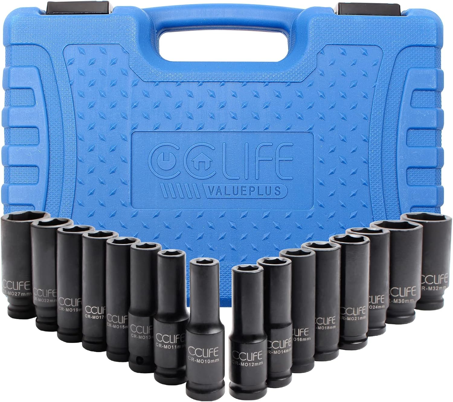 Thumbnail 5 de CCLIFE Coffret de douilles à chocs longues 1/2" (16 pièces) en Cr-Mo 10–32 mm