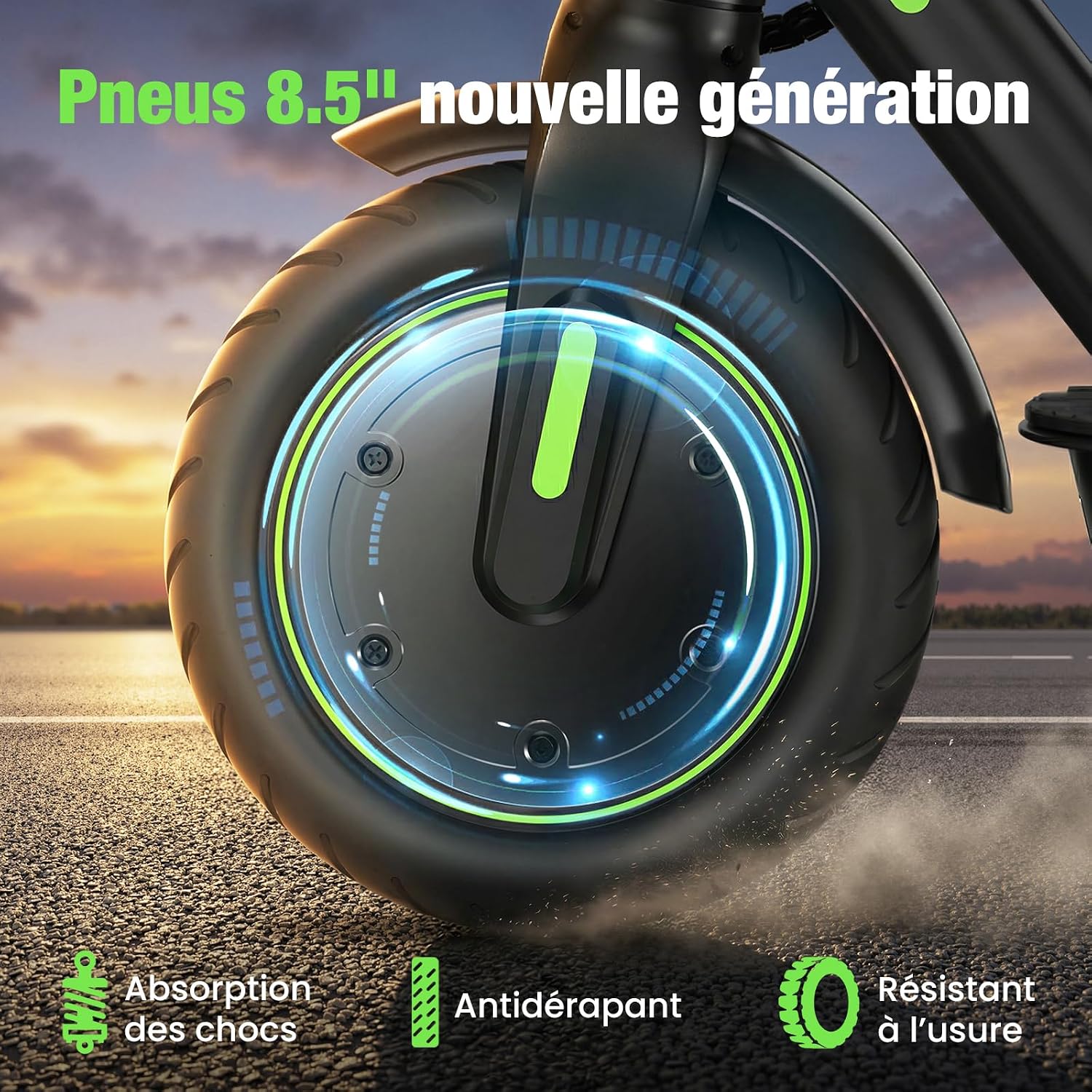 Detalle de isinwheel S9Pro trottinette électrique adulte pliable 350W, autonomie annoncée 30 km