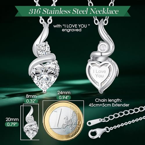 Thumbnail 3 de Louisa Secret Infinity Heart Necklace for Women — 45+5 cm Stainless Steel with Birthstone Pendant