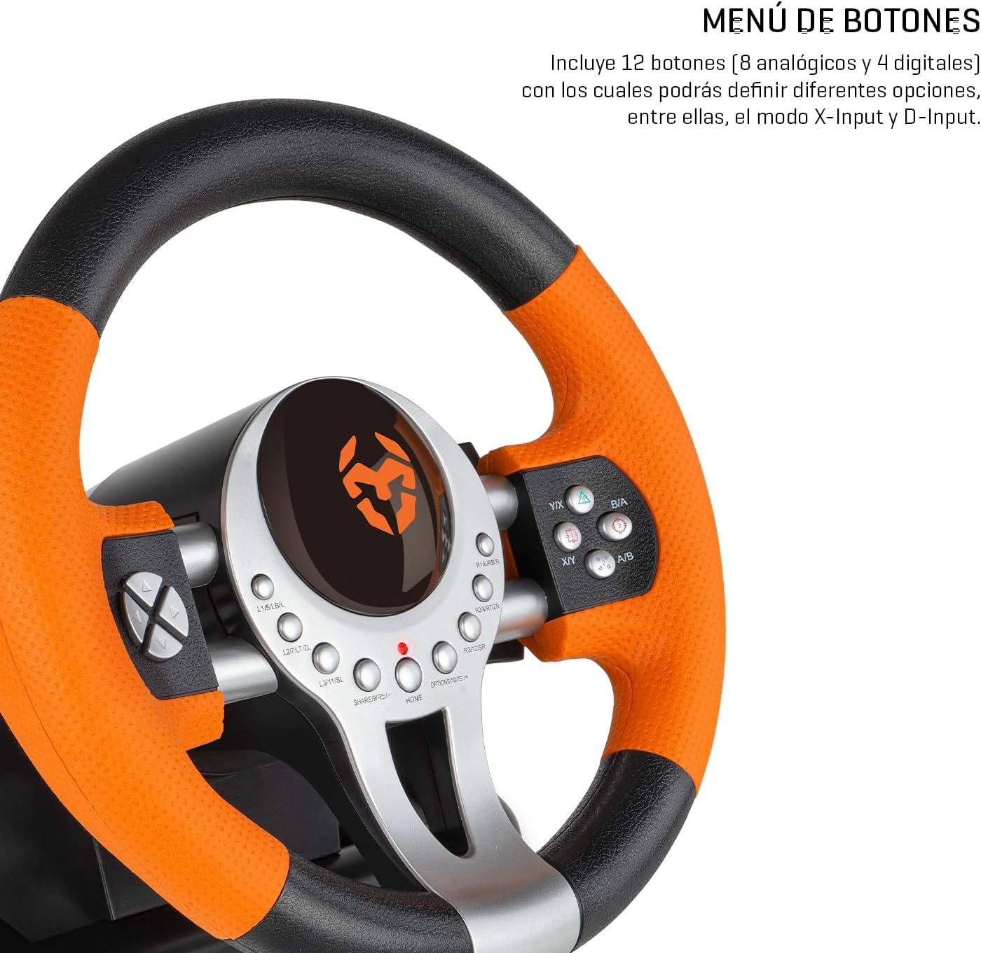 Detalle de KROM K-Driver Volante y Pedales Multiplataforma