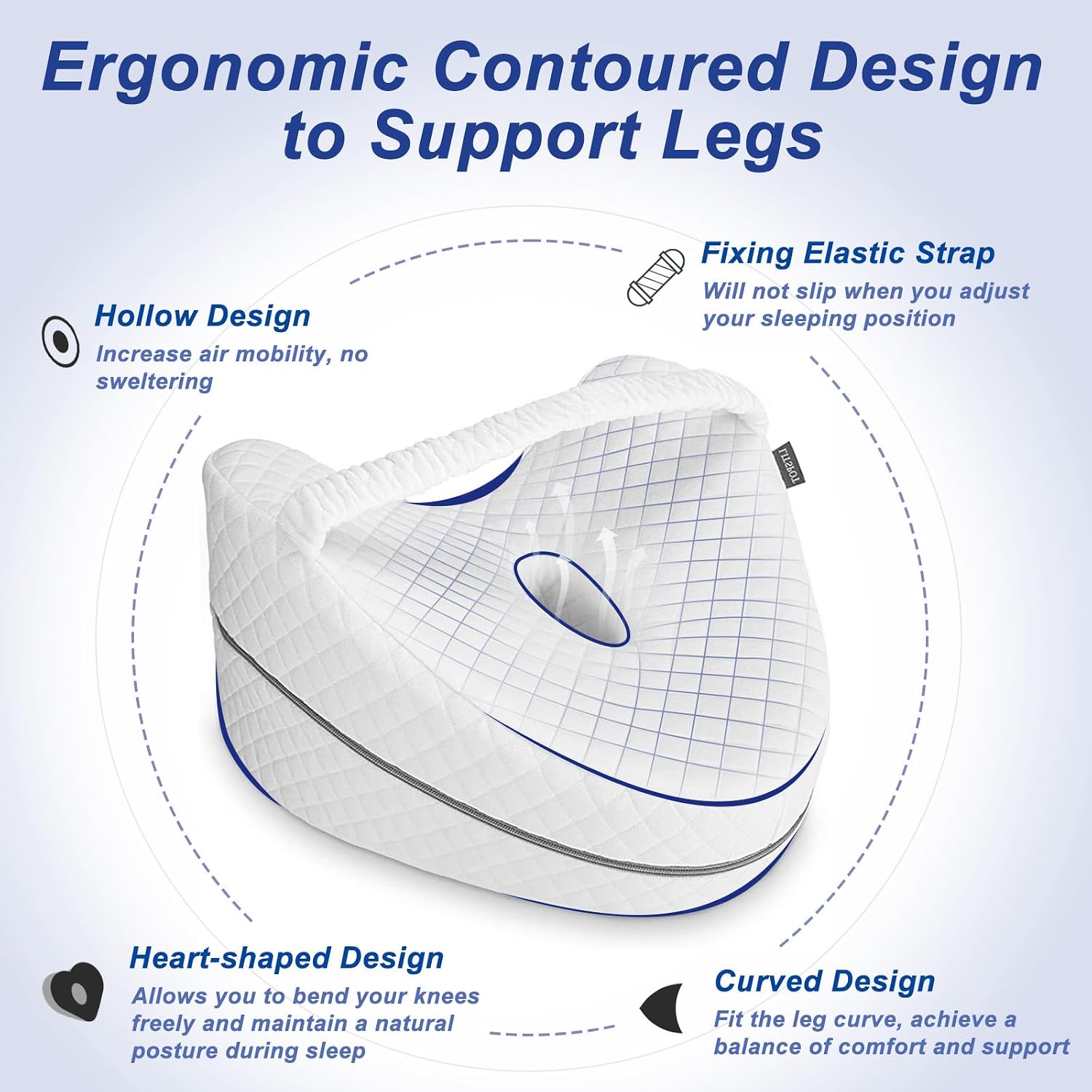 Detalle 2 de LITSPOT Oreiller de jambe et genou ergonomique en mousse à mémoire de forme (blanc)