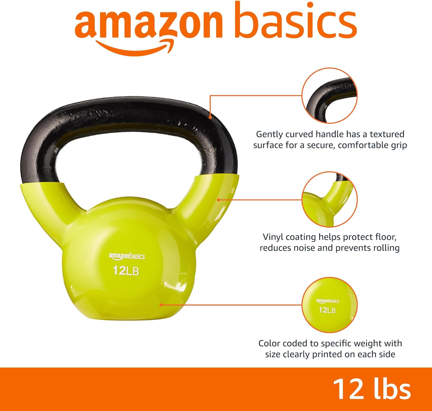 Thumbnail 1 de Amazon Basics Vinyl Kettlebell (12 lb)