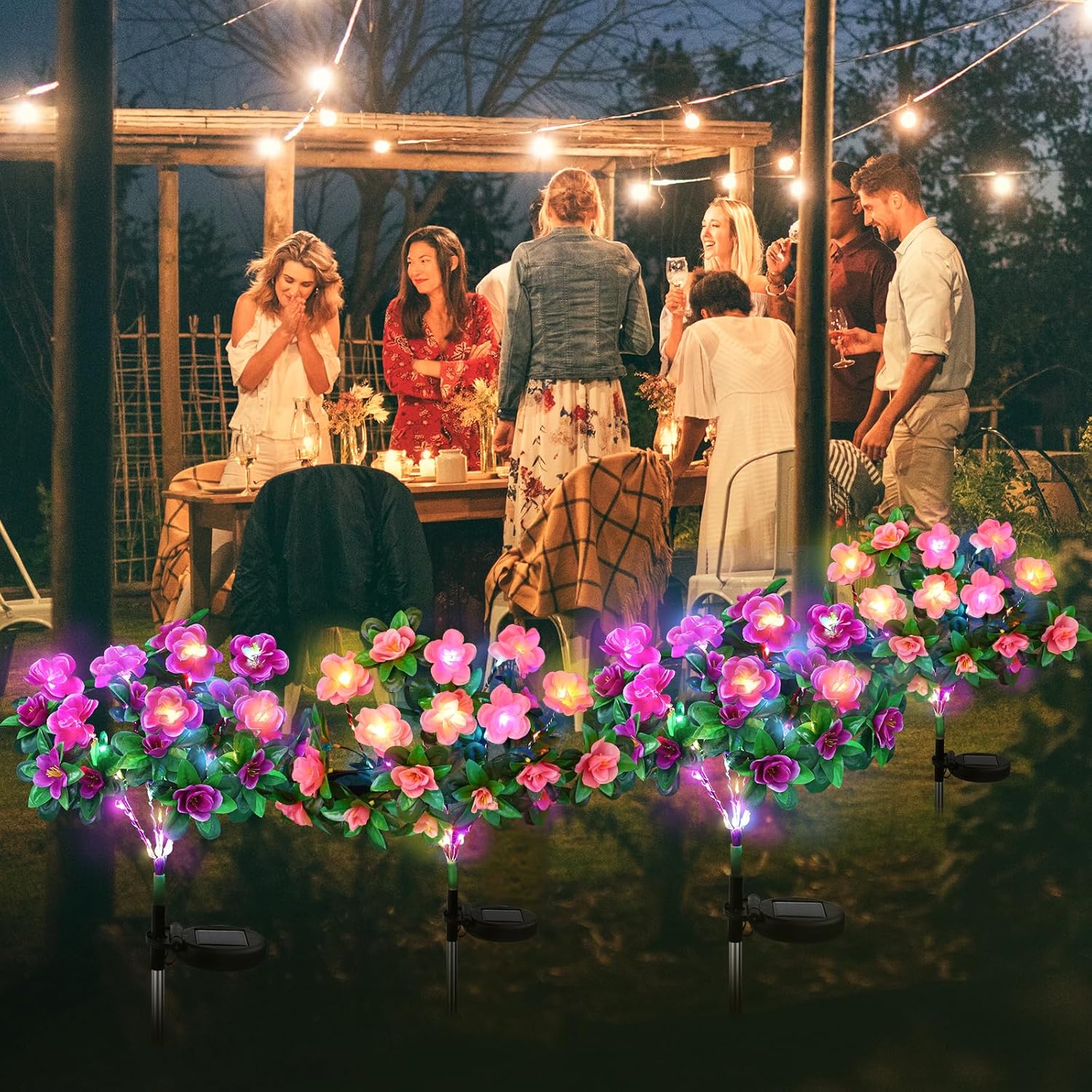 Thumbnail 6 de FWLWTWSS Solar Flower Lights Outdoor Garden - 2 Pack Rhododendron Solar Lights (Purple)